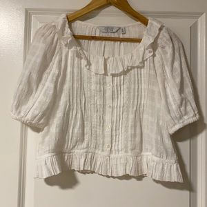 White Cotton Blouse w/ frills